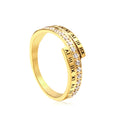 Anello singolo color oro con zirconi bianchi CNC e numeri romani.