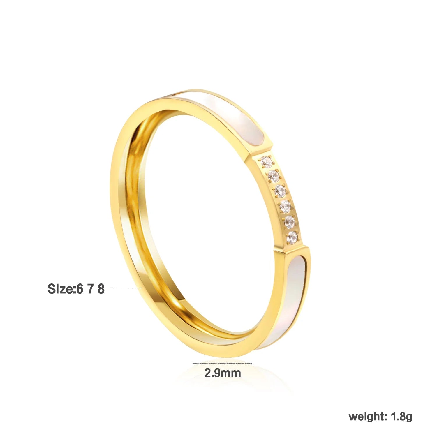 Anello solitario in zirconia bianca + CNC color oro