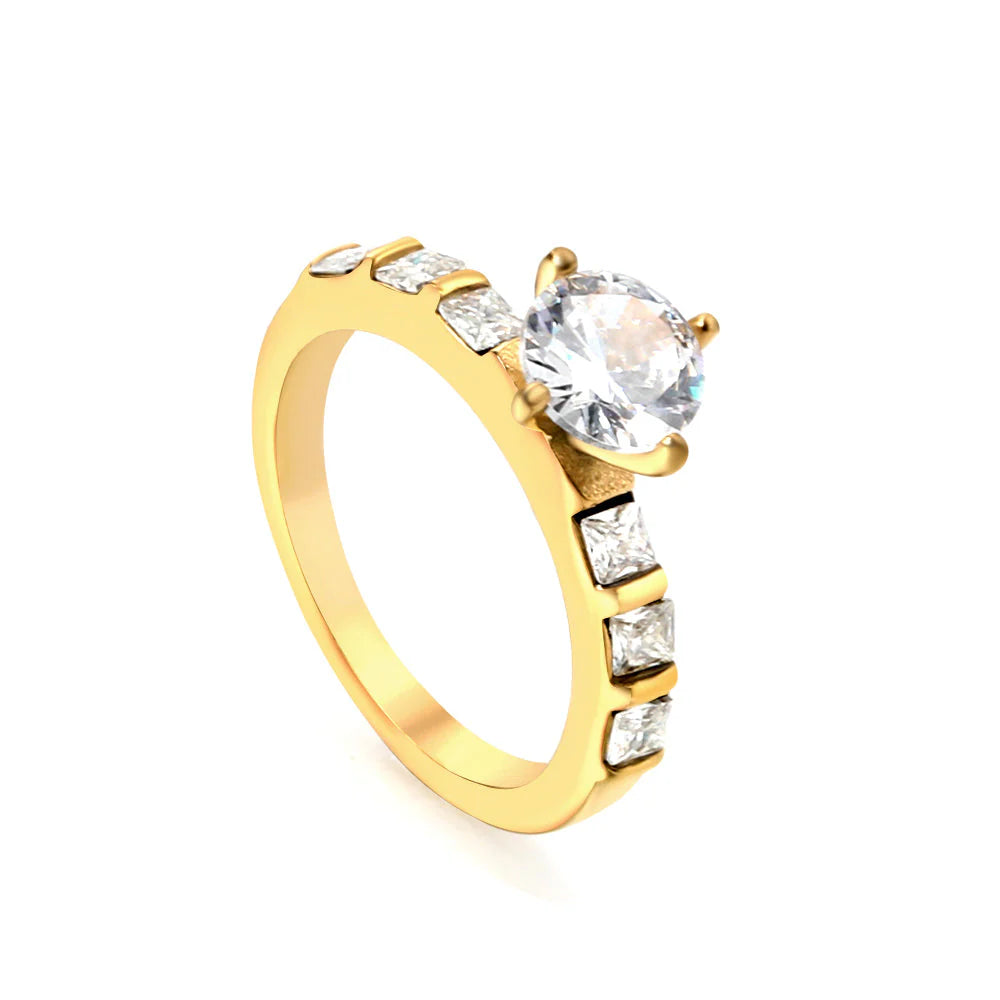 Anello francese di lusso, leggero, romantico, con micro diamanti e zirconi incastonati, versatile, classico, alla moda.