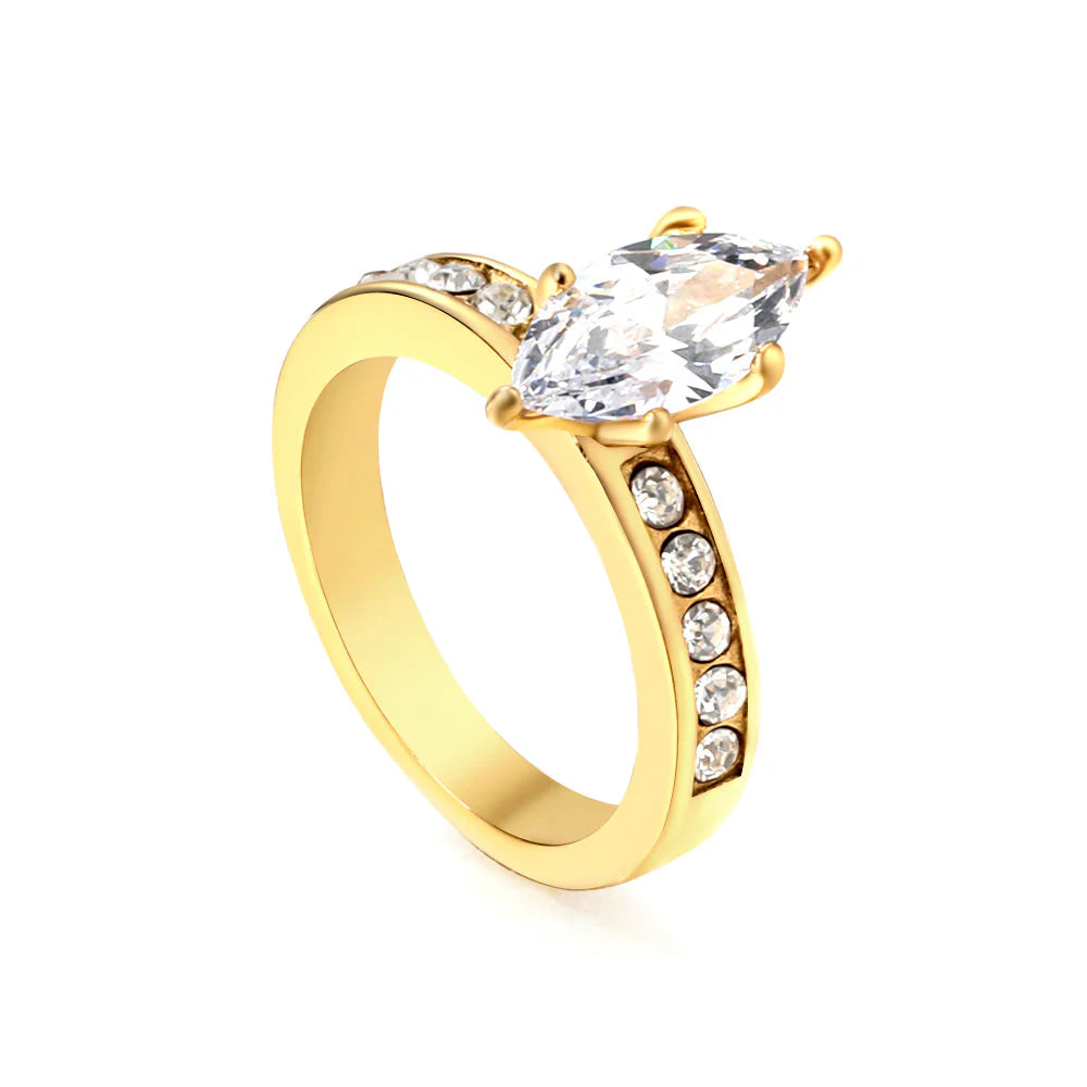 Anello da donna con quattro artigli in zirconi, acciaio inossidabile, oro 18 carati, design di nicchia, senso retrò, temperamento, rete, gioielli rossi