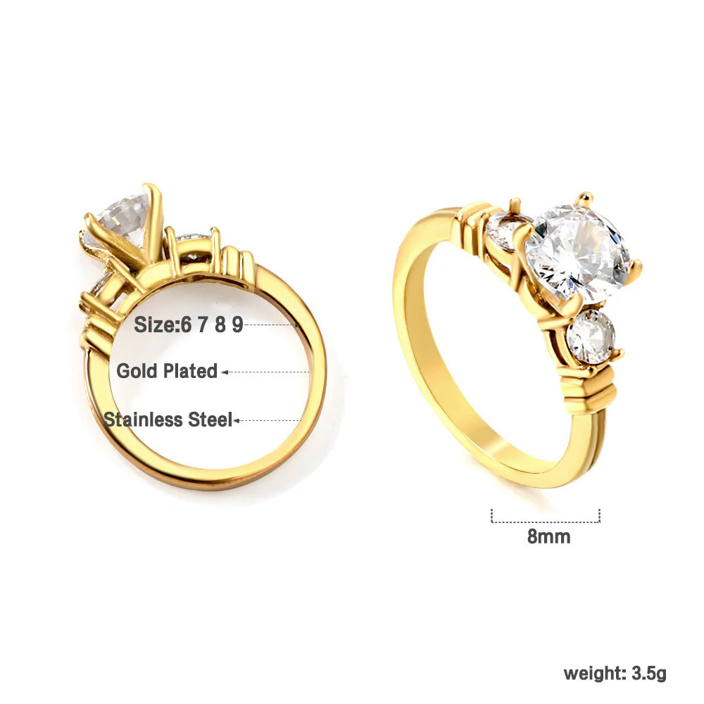 Anello da donna in acciaio inossidabile di alta qualità, stile lusso leggero, con diamanti incastonati. Gioielli in acciaio inossidabile di alta qualità.