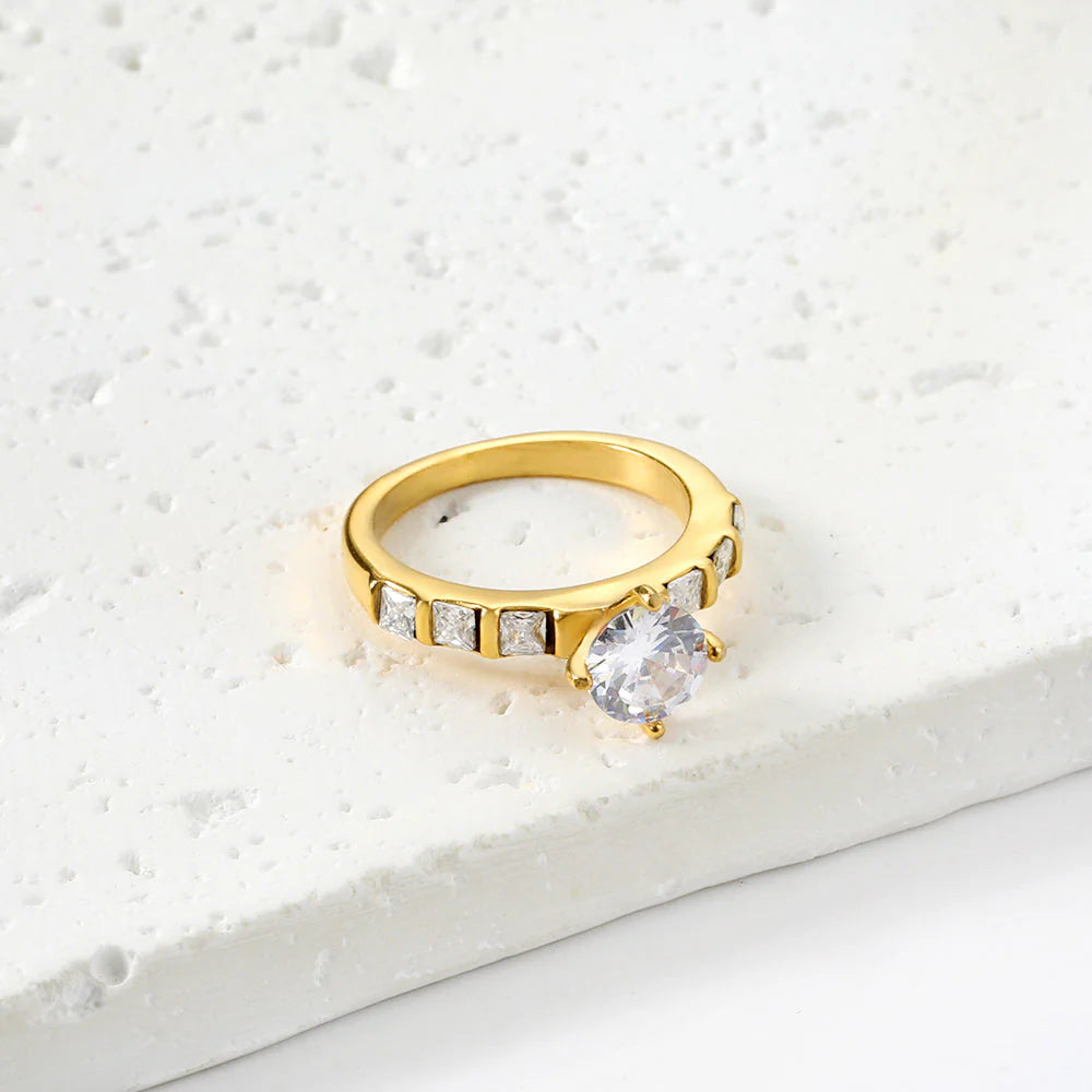 Anello francese di lusso, leggero, romantico, con micro diamanti e zirconi incastonati, versatile, classico, alla moda.