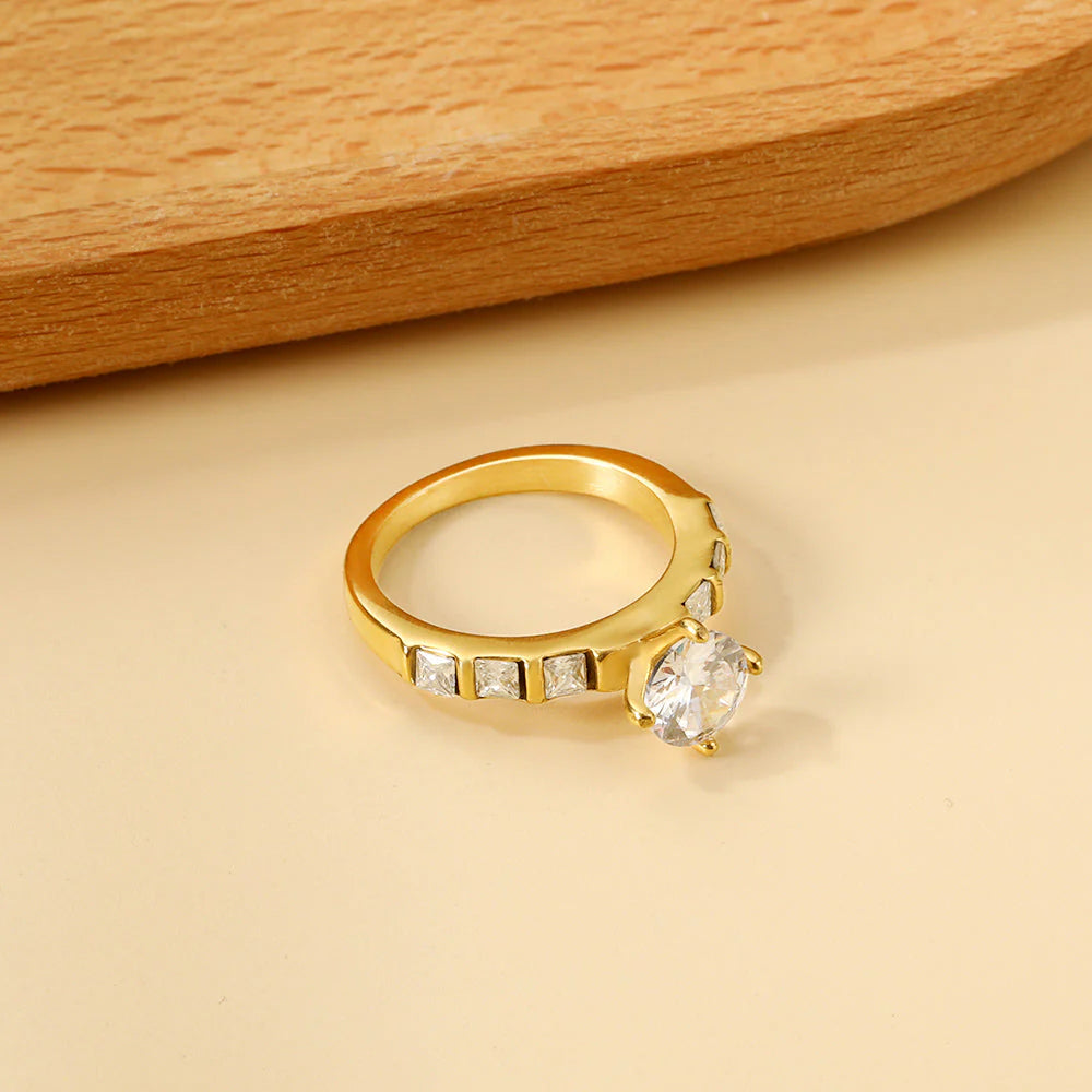 Anello francese di lusso, leggero, romantico, con micro diamanti e zirconi incastonati, versatile, classico, alla moda.