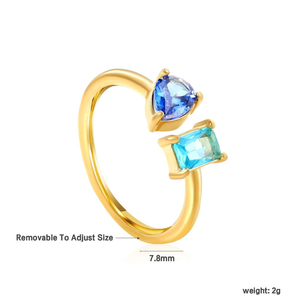 Anello doppio placcato oro 18 carati con pietre preziose multicolore.