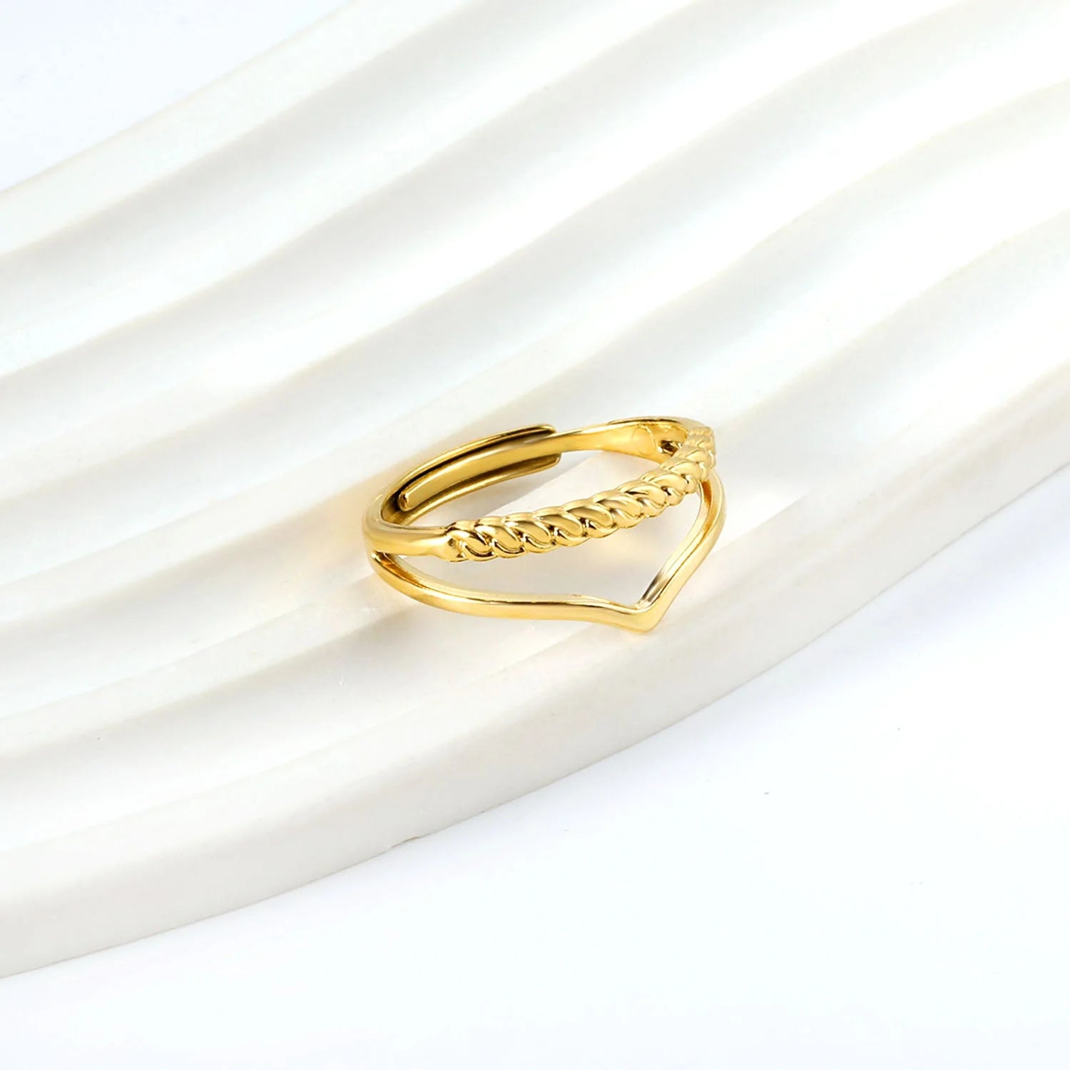 Anello regolabile con apertura geometrica a forma di V personalizzata