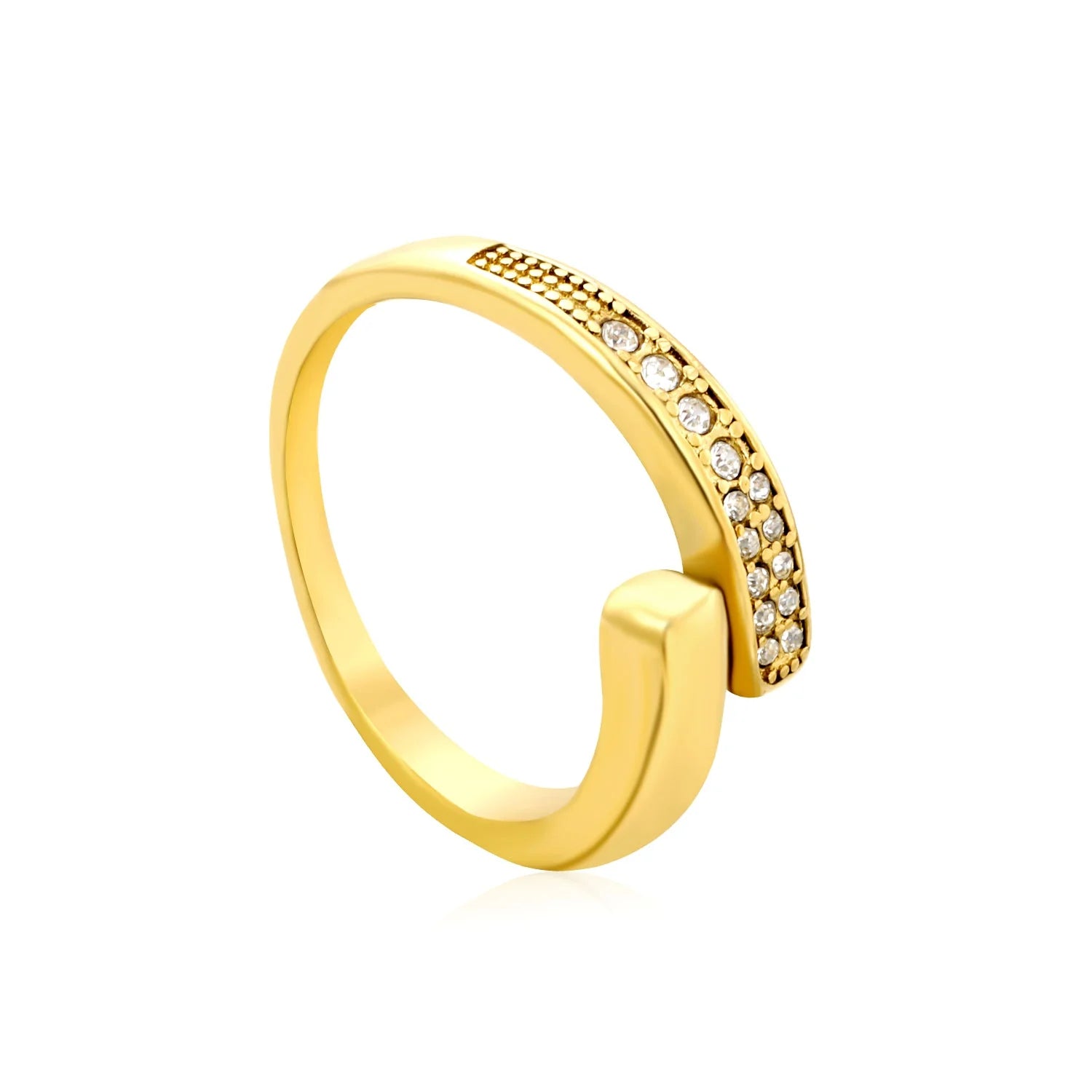 Anello aperto in oro da 9,1 mm con doppia fila irregolare di diamanti bianchi/viola/blu/smeraldi.
