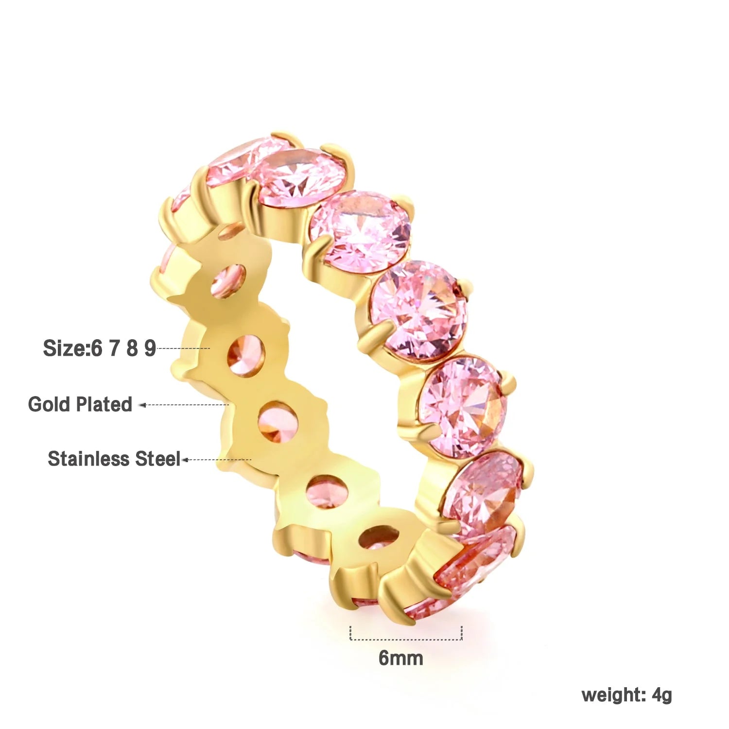 Nuovo anello con pietra bianca da donna, leggero, lussuoso, senso di alta classe con temperamento elegante, in metallo.