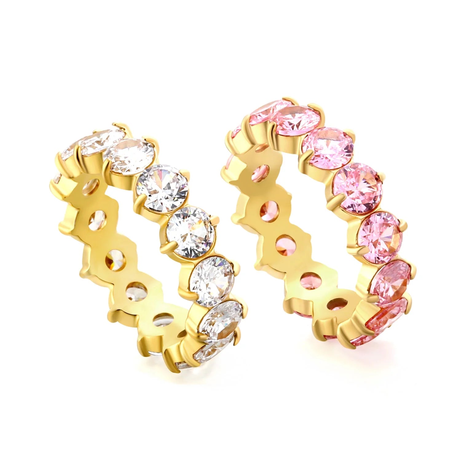 Nuovo anello con pietra bianca da donna, leggero, lussuoso, senso di alta classe con temperamento elegante, in metallo.