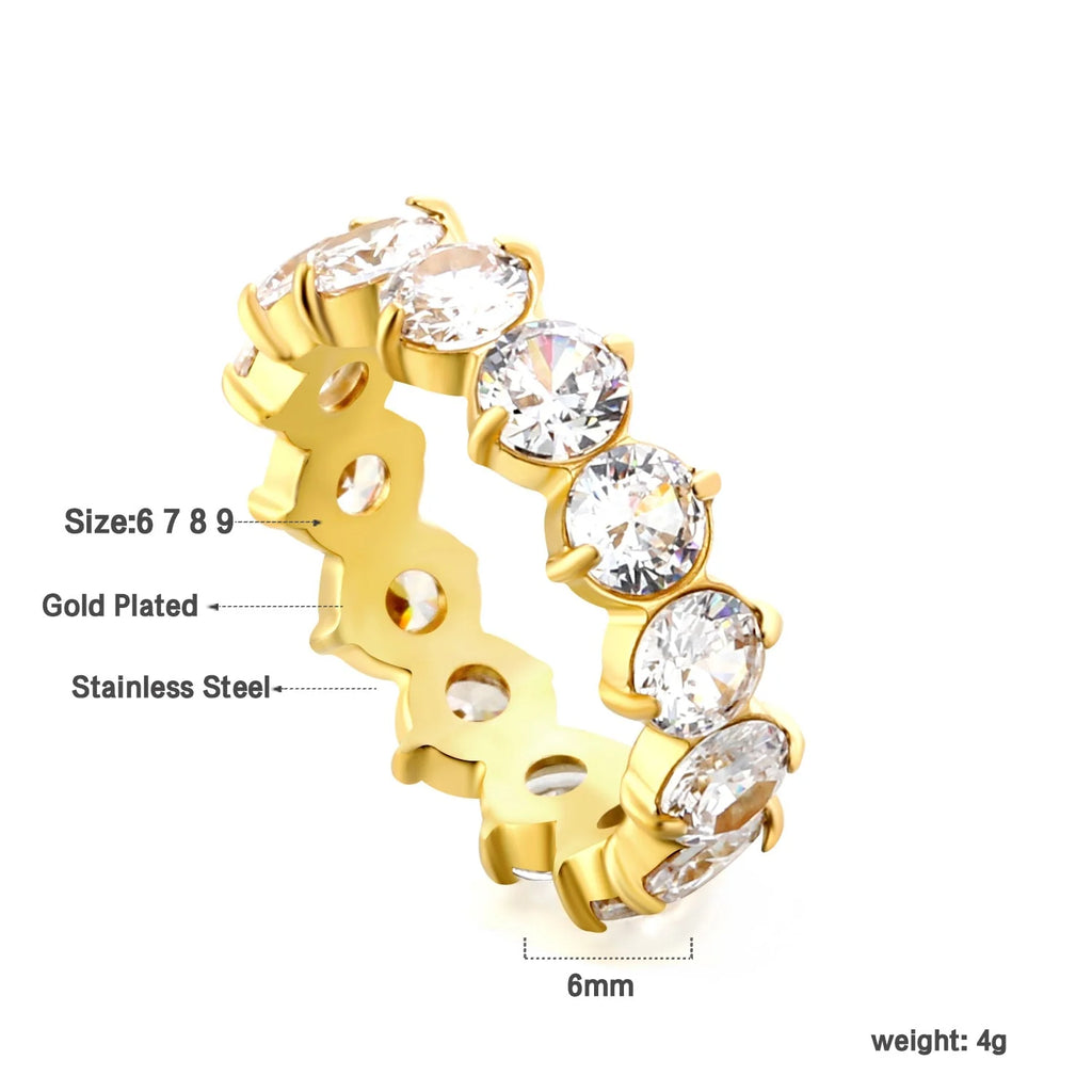 Nuovo anello con pietra bianca da donna, leggero, lussuoso, senso di alta classe con temperamento elegante, in metallo.