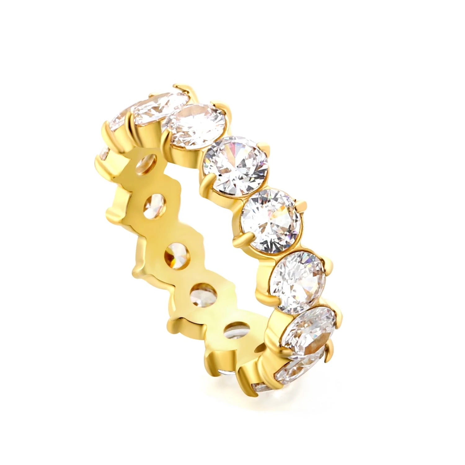 Nuovo anello con pietra bianca da donna, leggero, lussuoso, senso di alta classe con temperamento elegante, in metallo.