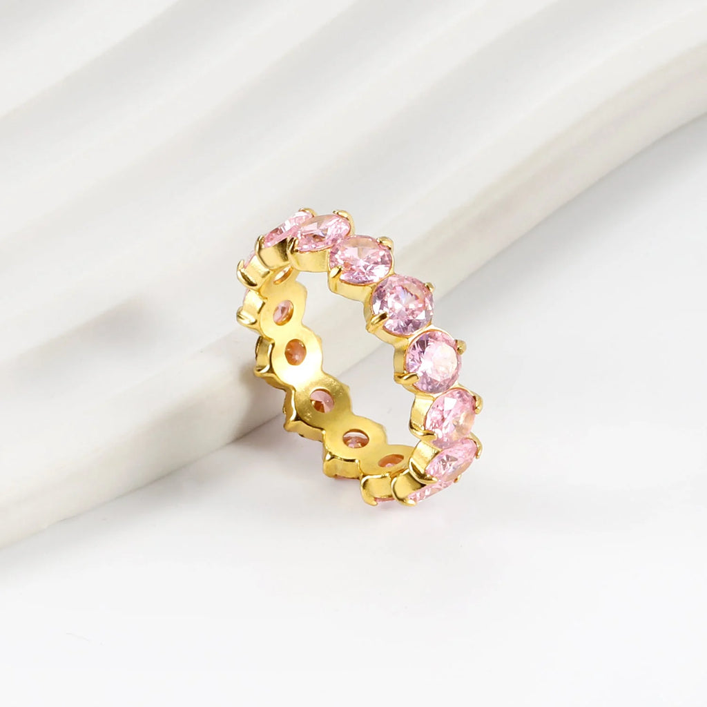 Nuovo anello con pietra bianca da donna, leggero, lussuoso, senso di alta classe con temperamento elegante, in metallo.