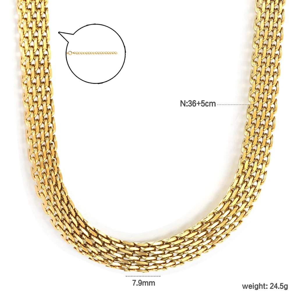 Collana a catena abbinata in maglia intrecciata 7,9 mm*36+5 cm