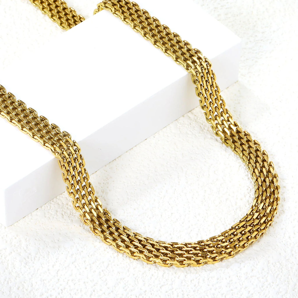 Collana a catena abbinata in maglia intrecciata 7,9 mm*36+5 cm