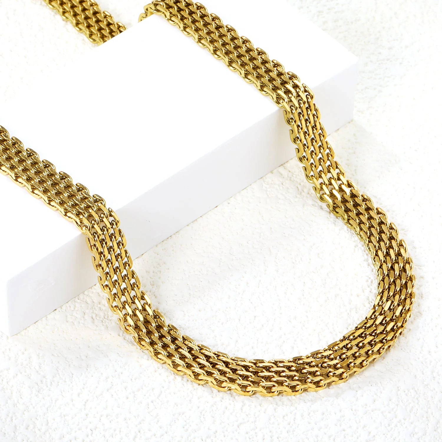 Collana a catena abbinata in maglia intrecciata 7,9 mm*36+5 cm