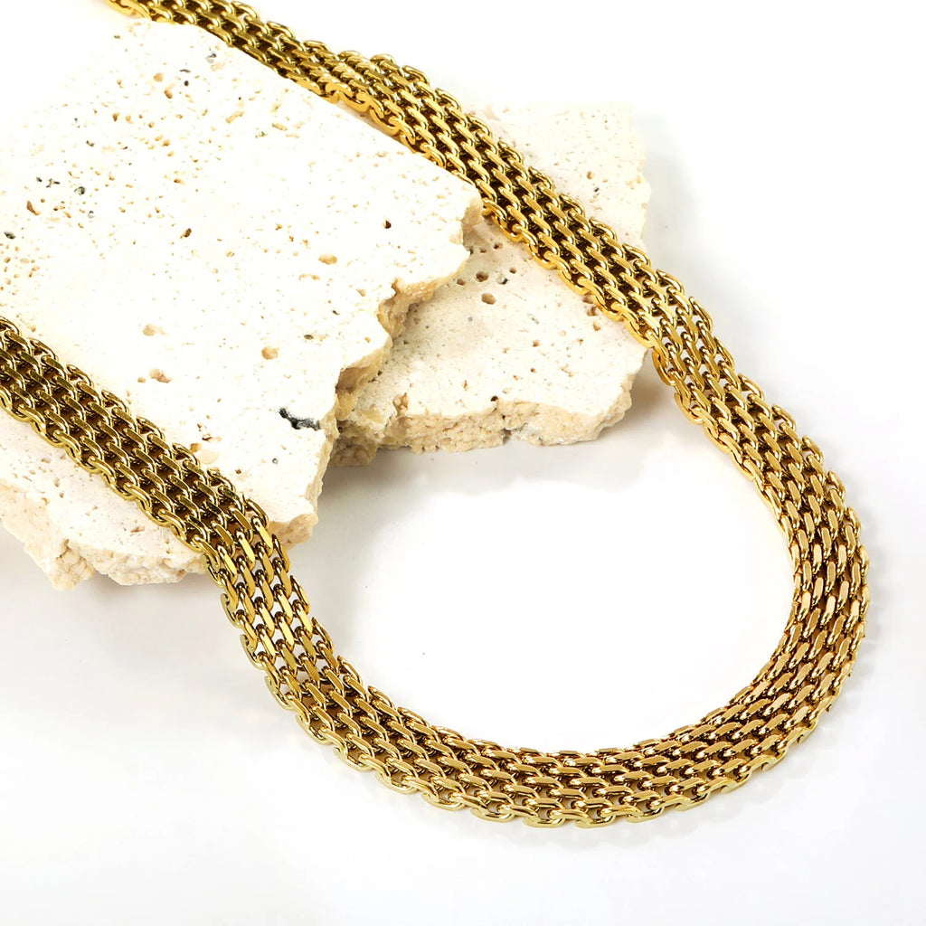 Collana a catena abbinata in maglia intrecciata 7,9 mm*36+5 cm