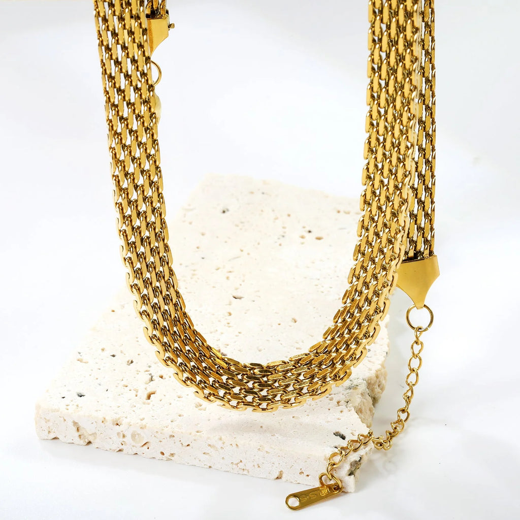 Collana a catena abbinata in maglia intrecciata 7,9 mm*36+5 cm