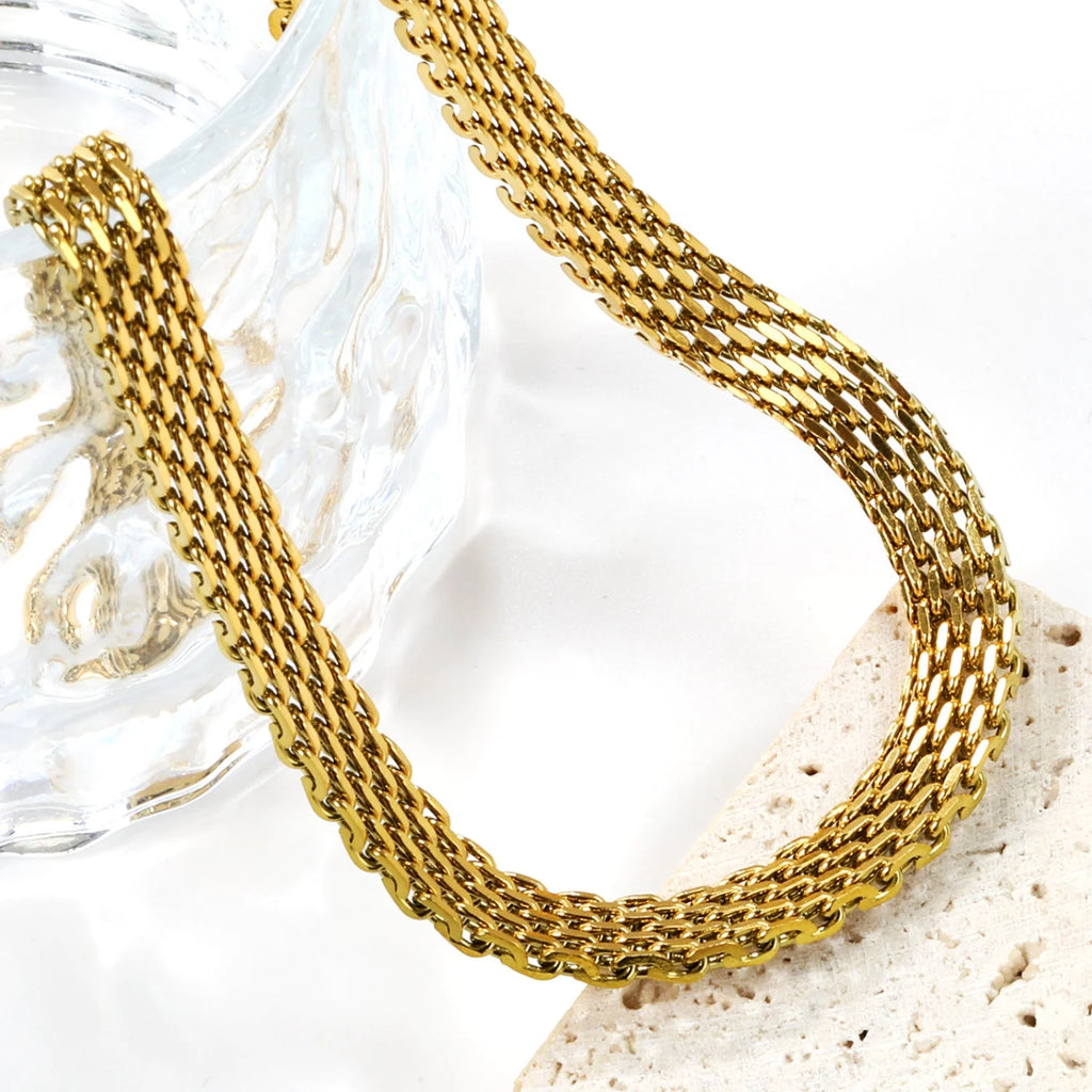 Collana a catena abbinata in maglia intrecciata 7,9 mm*36+5 cm