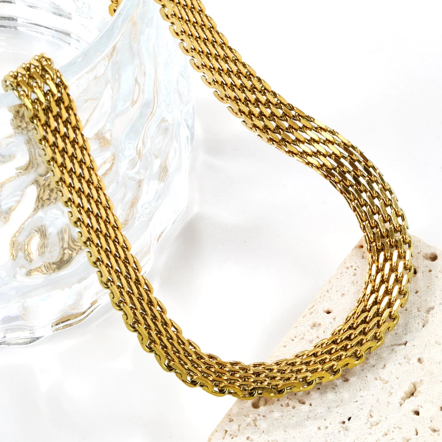 Collana a catena abbinata in maglia intrecciata 7,9 mm*36+5 cm