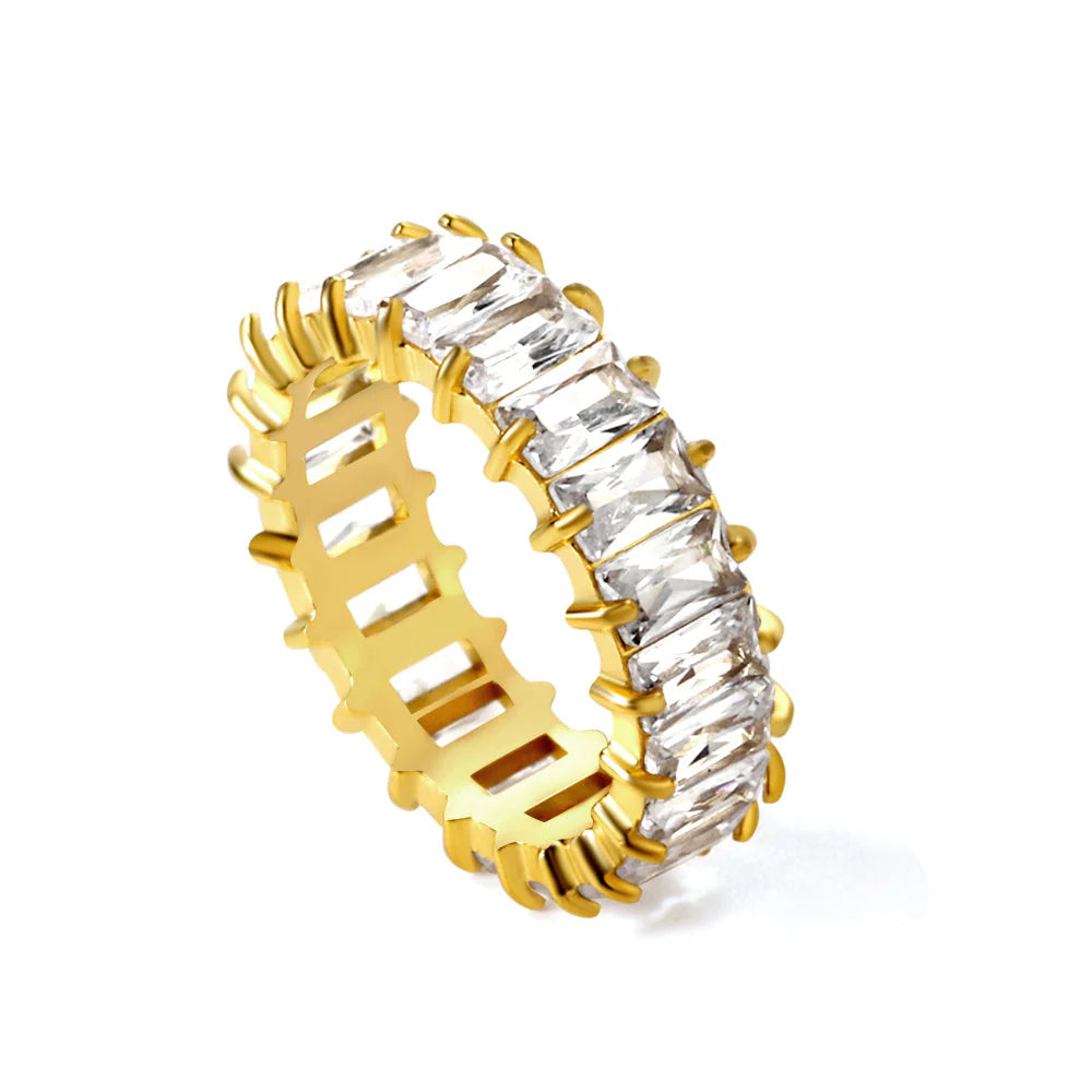 Anello rettangolare interamente tempestato di diamanti, da donna, moda leggera, lusso, cento tendenze, design squisito, anello da dito di nicchia