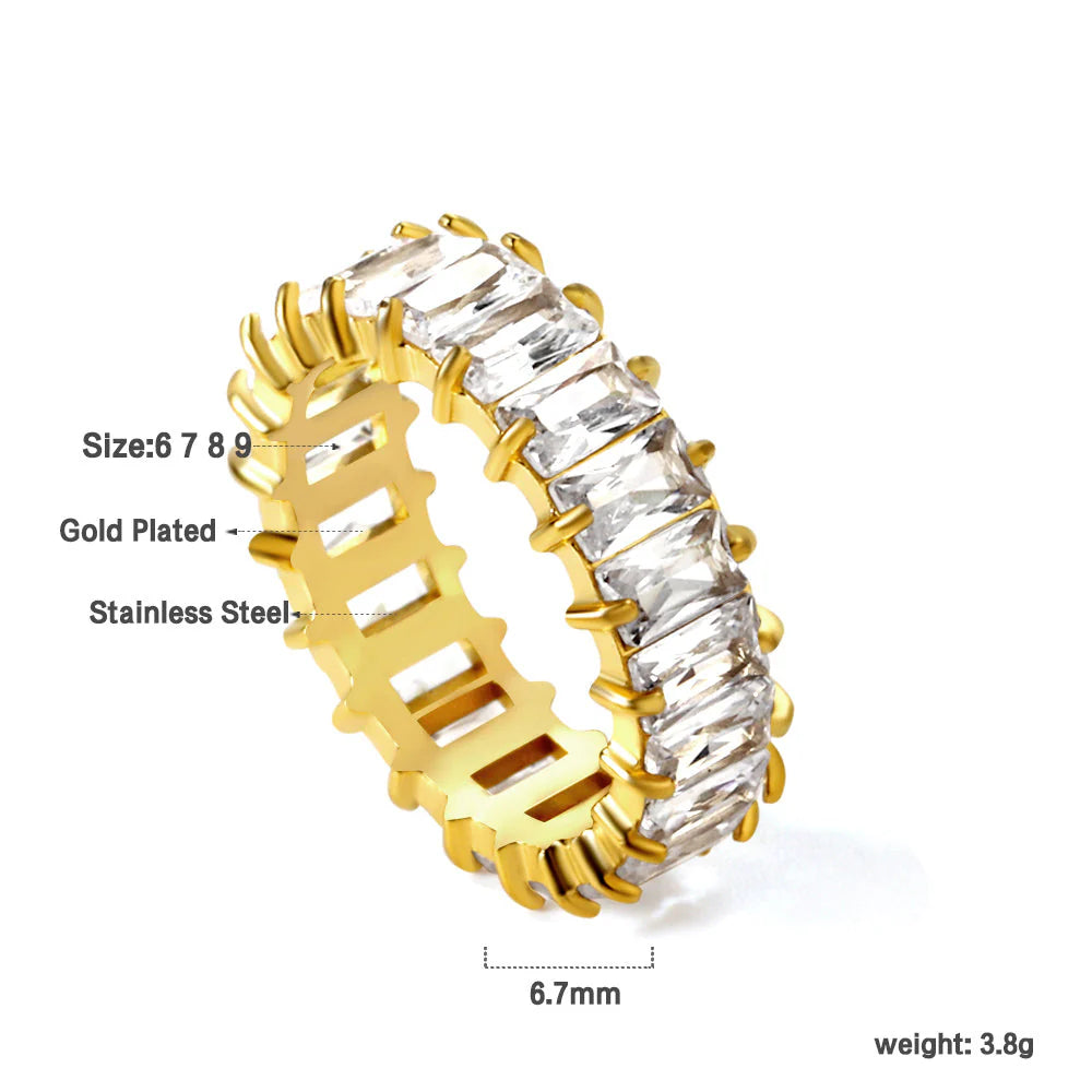 Anello rettangolare interamente tempestato di diamanti, da donna, moda leggera, lusso, cento tendenze, design squisito, anello da dito di nicchia
