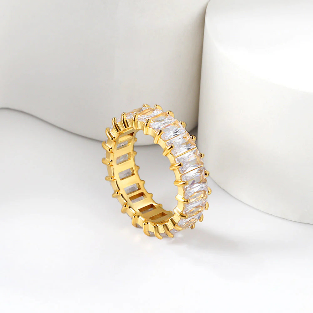 Anello rettangolare interamente tempestato di diamanti, da donna, moda leggera, lusso, cento tendenze, design squisito, anello da dito di nicchia