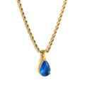 Collana con pendente a goccia blu e diamante, 40+5 cm