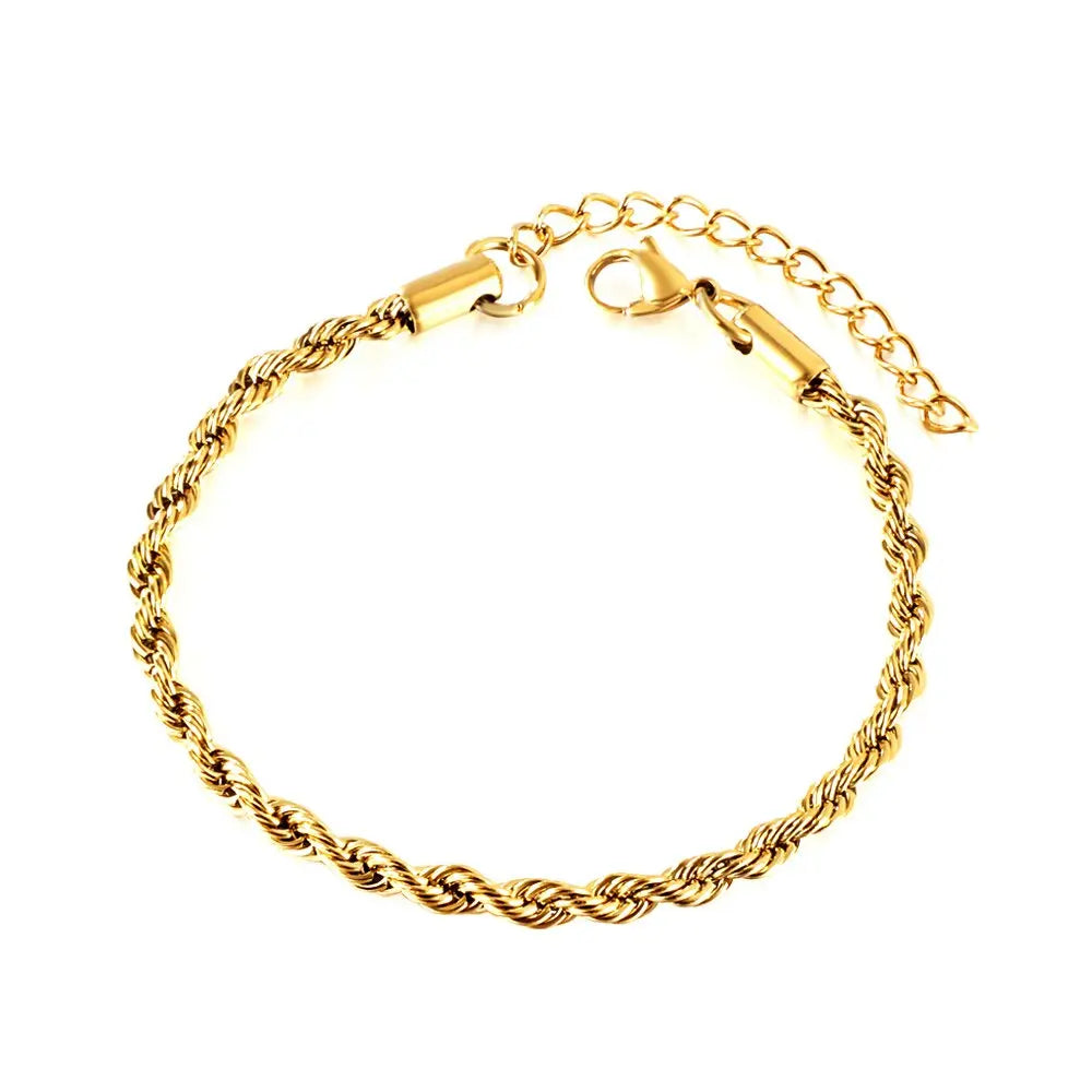 Bracciali Twist 2/3/4/5mm Bracciali a catena Rolo da donna Boho impermeabili in acciaio inossidabile Gioielli vintage per la mano pulseras