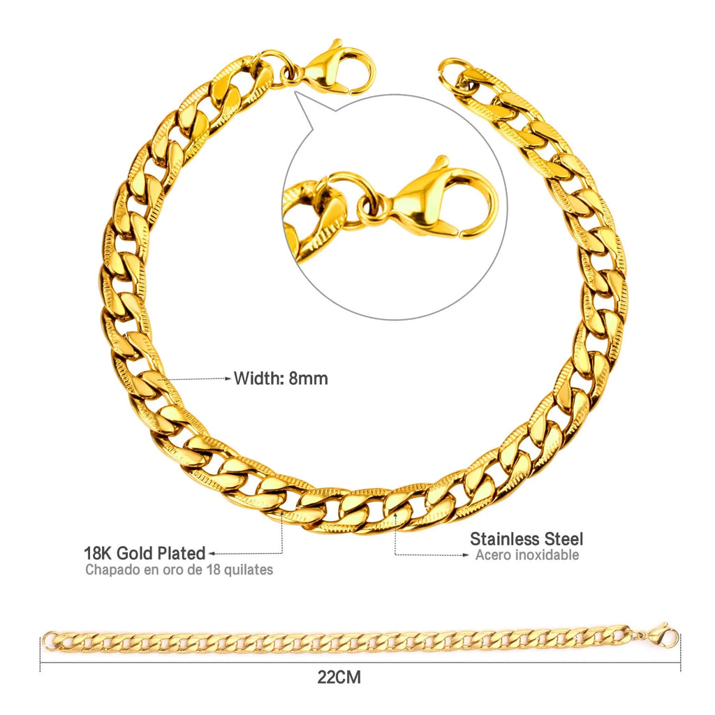 Bracciale rigido ASON da 8 mm in acciaio inossidabile con strisce,