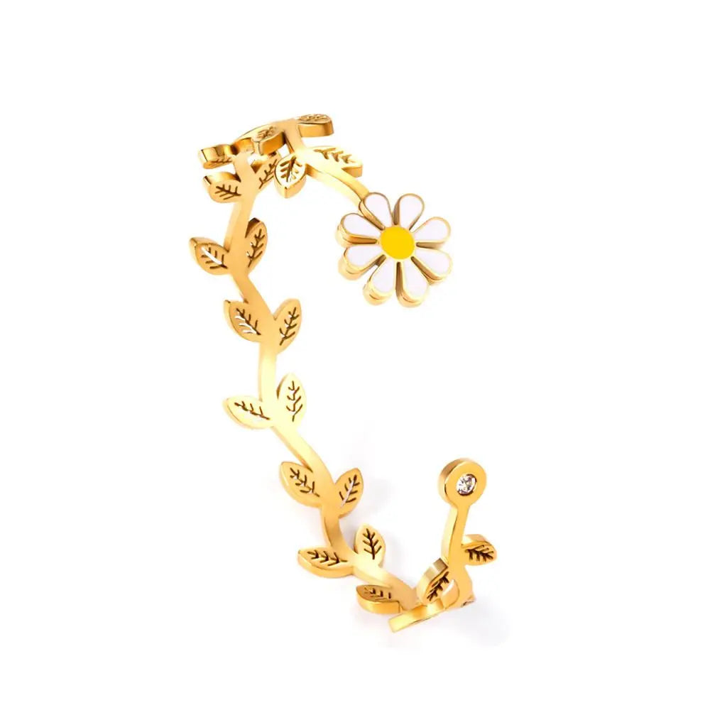 Bracciali a margherite color oro, bracciali boho con apertura a pianta per donne eleganti, gioielli da fata per ragazze, pulseiras feminin