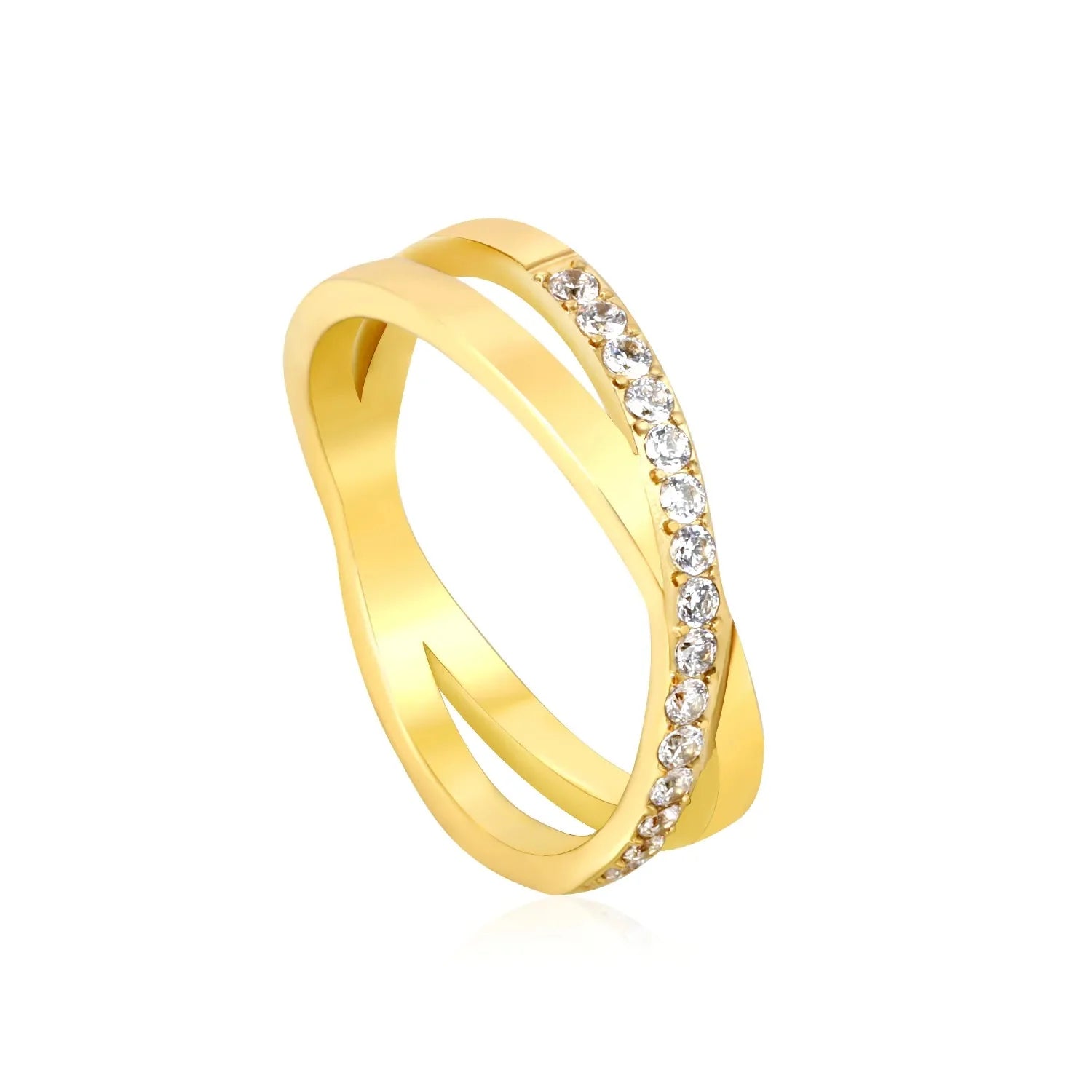 Anello singolo in oro/acciaio, anello a doppio strato, regalo di Natale