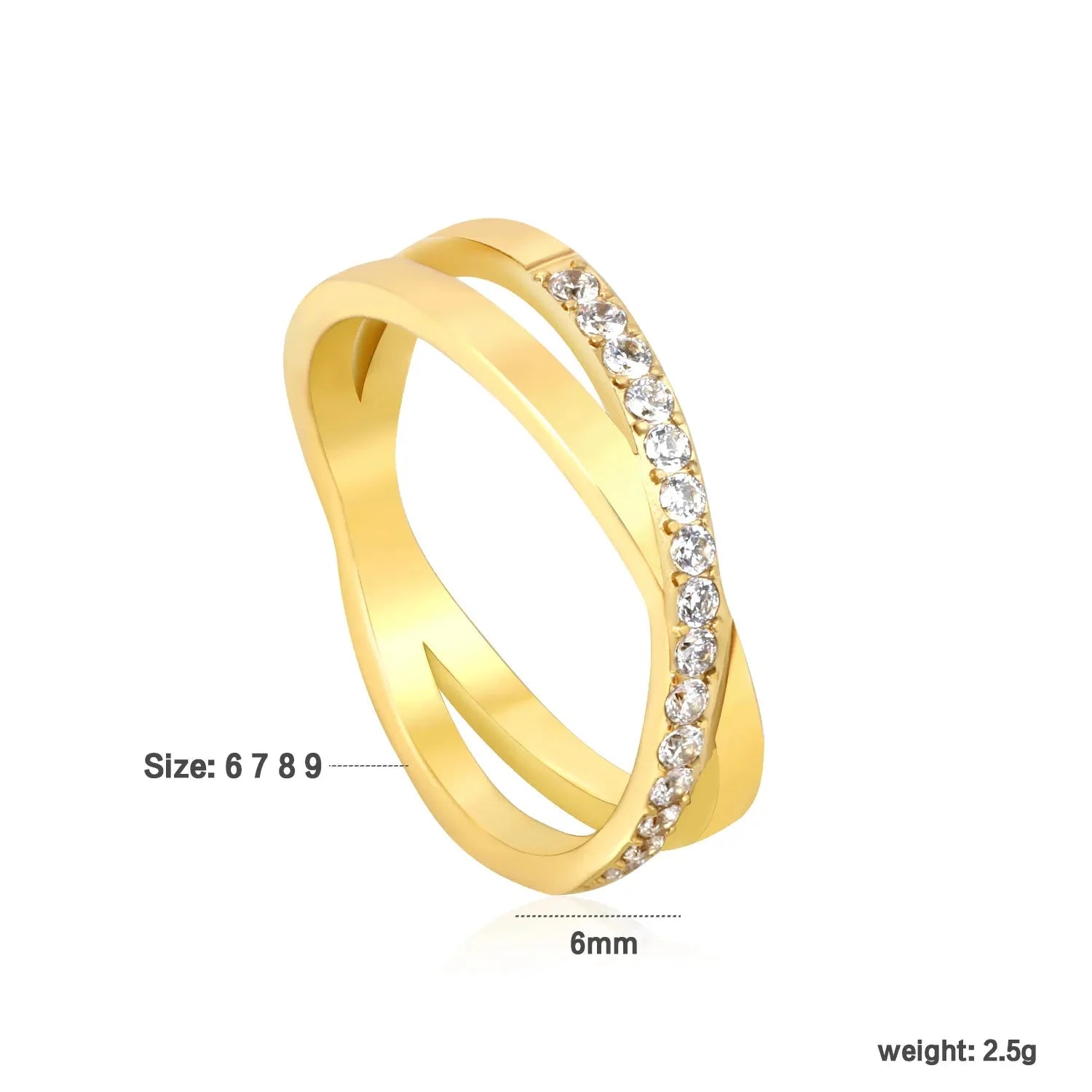 Anello singolo in oro/acciaio, anello a doppio strato, regalo di Natale