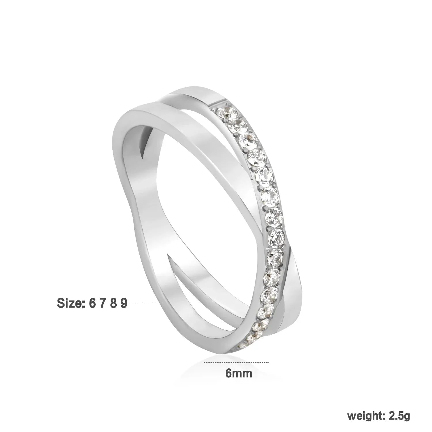 Anello singolo in acciaio/acciaio 6 Anello a doppio strato Regalo di Natale